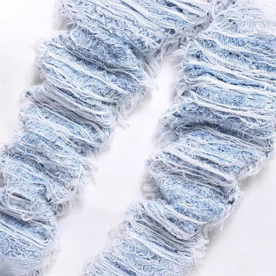 Midden taille kapot gewassen denim rechte benen jeans mannenbroek broek