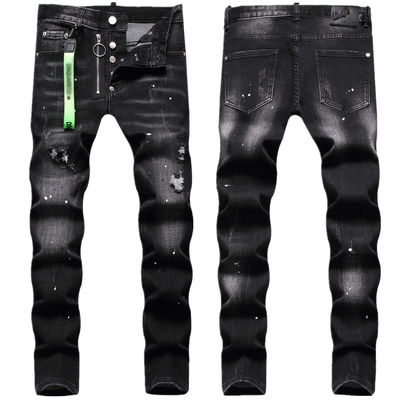 Kleurblokkerend printpatroon Denim jeans voor mannen voor aangepast logo en handgetekend ontwerp