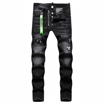 Kleurblokkerend printpatroon Denim jeans voor mannen voor aangepast logo en handgetekend ontwerp