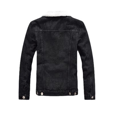 Mensen fluweel capuchon denim jas winter plus size zwart slim fit dik lamshuid wol jas