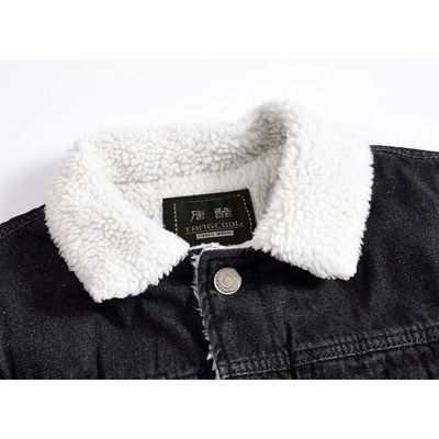 Mensen fluweel capuchon denim jas winter plus size zwart slim fit dik lamshuid wol jas