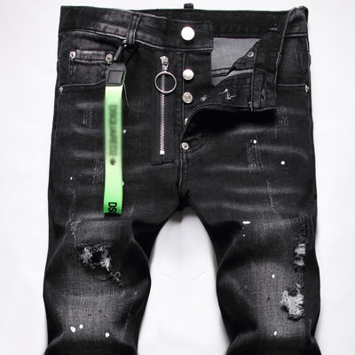 Kleurblokkerend printpatroon Denim jeans voor mannen voor aangepast logo en handgetekend ontwerp