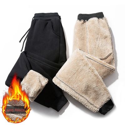 Casual stijl trekband taille winter dikke sherpa vlies joggers voor mannen sweatpants