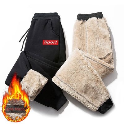 Casual stijl trekband taille winter dikke sherpa vlies joggers voor mannen sweatpants