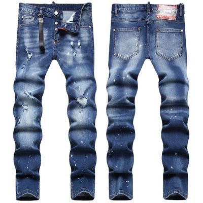 Mensen draagbare handwerk Slim Fit Mid Waist Baggy Jeans met digitale afdruk hangende stickers
