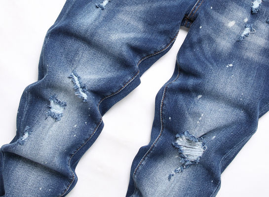 Mensen draagbare handwerk Slim Fit Mid Waist Baggy Jeans met digitale afdruk hangende stickers