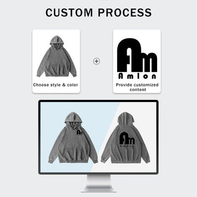 XMAMLON Custom Logo Unisex Zipper Hoodie Jacket Apen Wash Tracksuit voor de lente