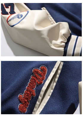 Vintage Spliced Creative Letter Embroidery Stand Kraag Baseball Pak voor mannen jassen