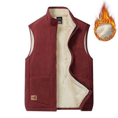 Grote grootte Mensen Casual All-Match Trend Coat Vest met Vlee Lining en Stand Collar