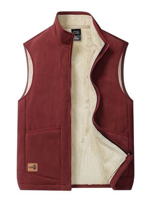 Grote grootte Mensen Casual All-Match Trend Coat Vest met Vlee Lining en Stand Collar