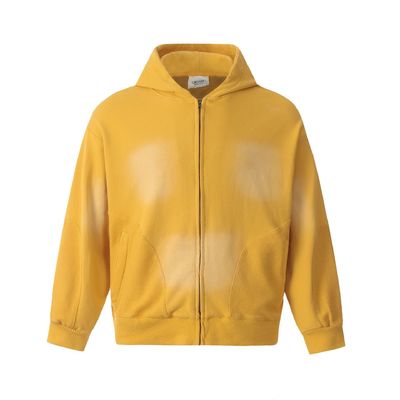 Men's Distressed Acid Wash Zip Up Hoodie in Custom Tie Dye Design voor Streetwear