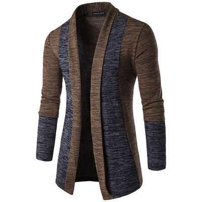 XMAMLON OEM Mensen Casual Knitwear Long Sleeve Cardigan met Contrast Kleur Stiksels