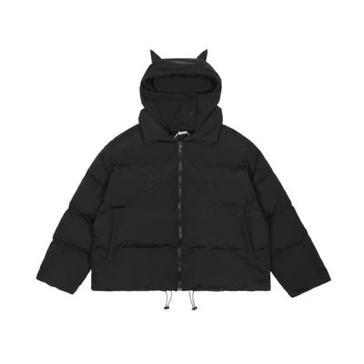 Devil Horn gemaskerd zwart hoededed mannen down coat winter blazer bommenwerper jas bubbel sneeuw windbreaker voor mannen