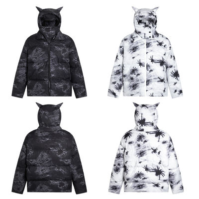 Devil Horn gemaskerd zwart hoededed mannen down coat winter blazer bommenwerper jas bubbel sneeuw windbreaker voor mannen