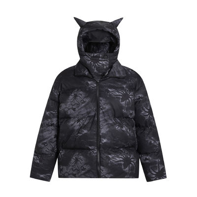 Devil Horn gemaskerd zwart hoededed mannen down coat winter blazer bommenwerper jas bubbel sneeuw windbreaker voor mannen