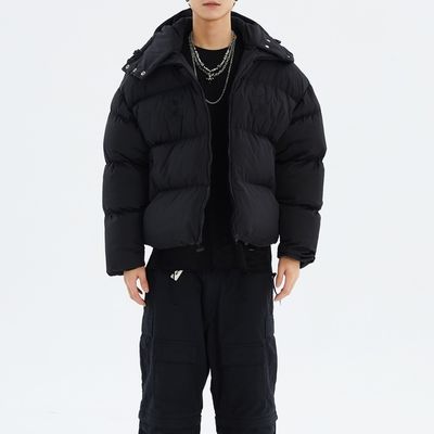 Devil Horn gemaskerd zwart hoededed mannen down coat winter blazer bommenwerper jas bubbel sneeuw windbreaker voor mannen