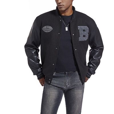 Borduurwerk Decoratie Gebreide mannen Varsity jas voor de winter en herfst collectie