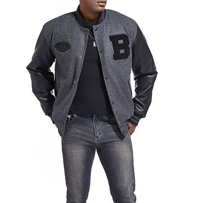 Borduurwerk Decoratie Gebreide mannen Varsity jas voor de winter en herfst collectie