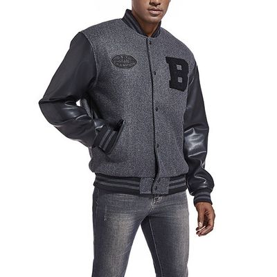 Borduurwerk Decoratie Gebreide mannen Varsity jas voor de winter en herfst collectie