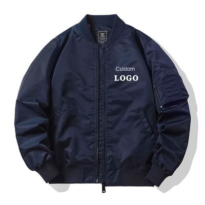 Modieus Zipper Placket Mensen MA1 Flight Bomber Jacket met Custom Borduurwerk