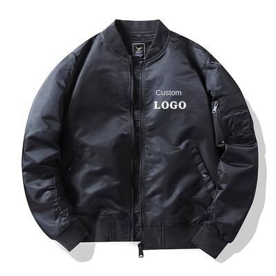 Modieus Zipper Placket Mensen MA1 Flight Bomber Jacket met Custom Borduurwerk
