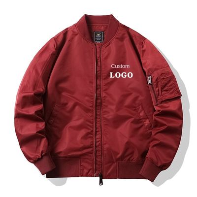 Modieus Zipper Placket Mensen MA1 Flight Bomber Jacket met Custom Borduurwerk