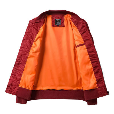 Modieus Zipper Placket Mensen MA1 Flight Bomber Jacket met Custom Borduurwerk