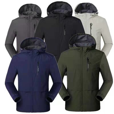 Dikke Custom Safari Zip Up Jacket Geverfd Windbreaker Jacket Geweven Tactical Mens Jacket jas