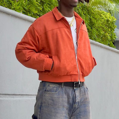 Gecouped Boxy Jacket voor mannen Custom Lapels Fit Oversized Zip Up Utility Work Jacket