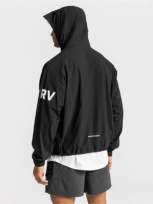Herfstseizoen Mensen Quarter Zip Windbreaker met Cinching Hood en Waterdicht Stof