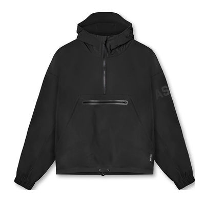 Herfstseizoen Mensen Quarter Zip Windbreaker met Cinching Hood en Waterdicht Stof