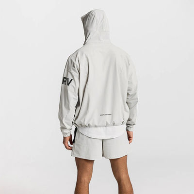 Herfstseizoen Mensen Quarter Zip Windbreaker met Cinching Hood en Waterdicht Stof