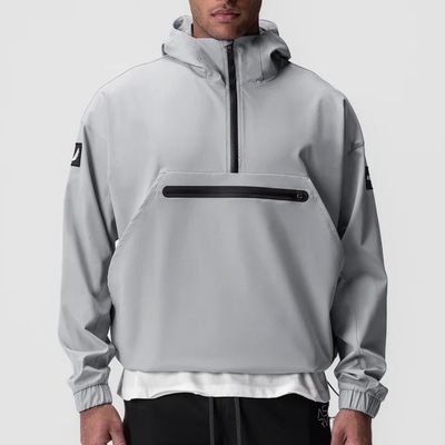 Men's Quarter Zip Softshell Hood Waterdicht Windbreaker Nylon Spandex hardloopjas